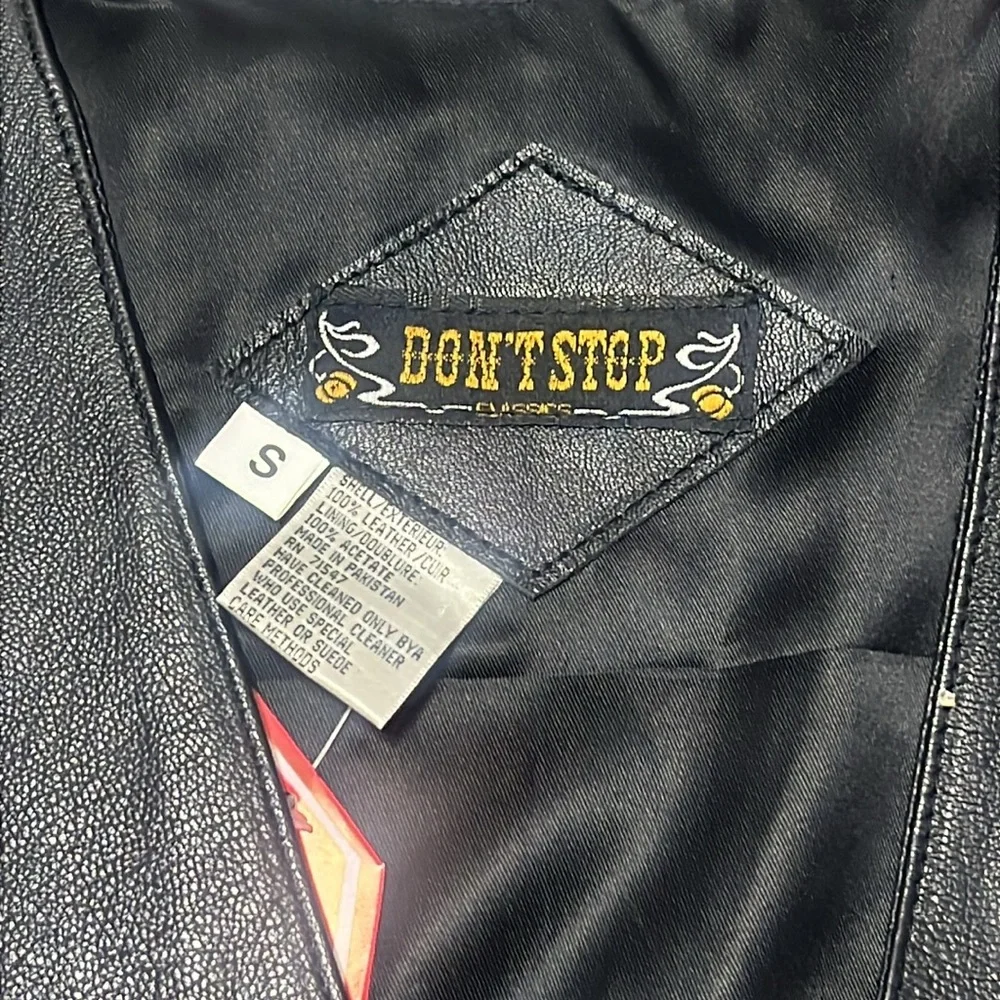 Don’t Stop Classics Black Leather Vest with Button Closure /size S
